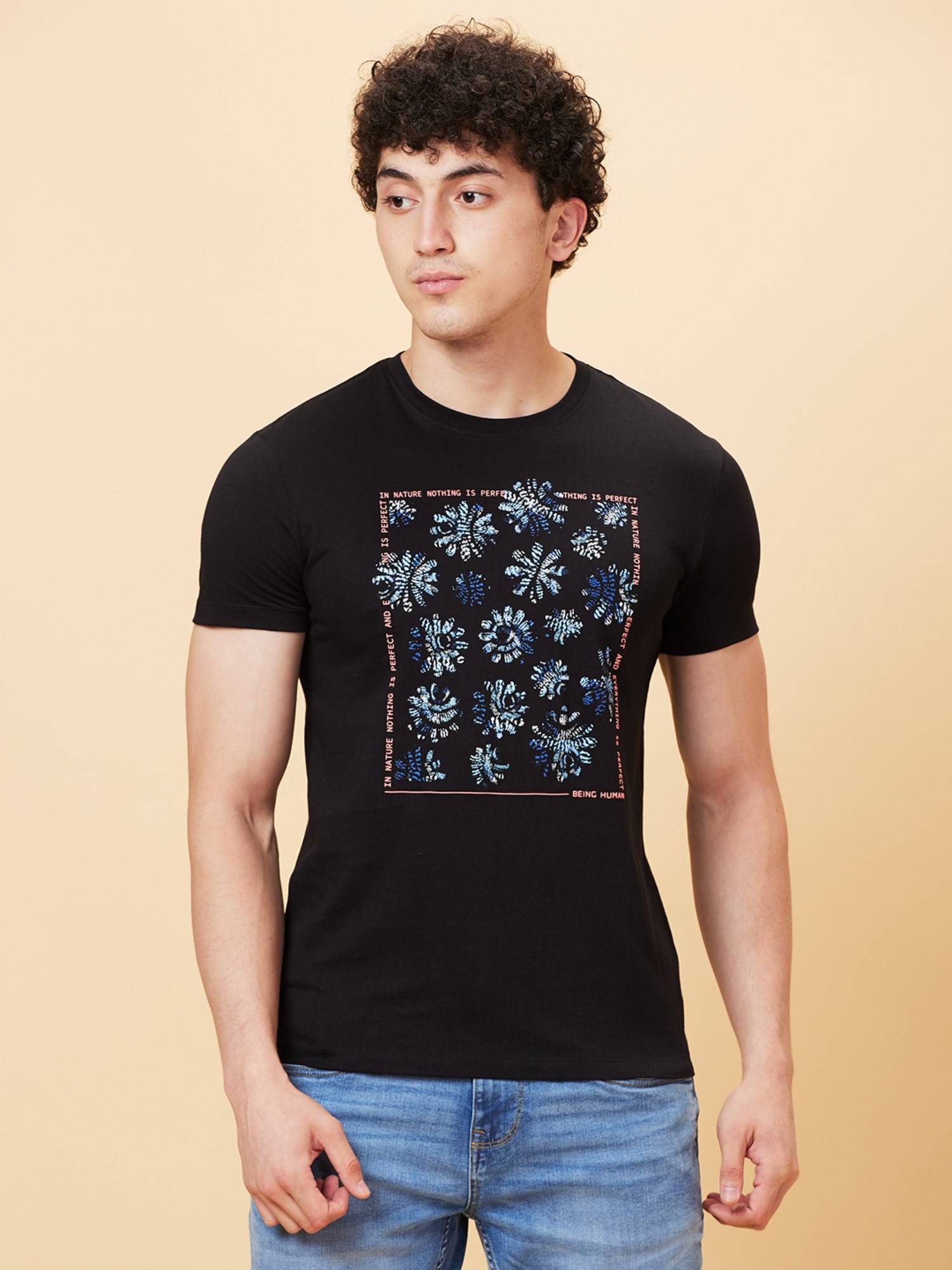 Buy Being Human Black T-Shirt Half Sleeves Crew Neck Online
