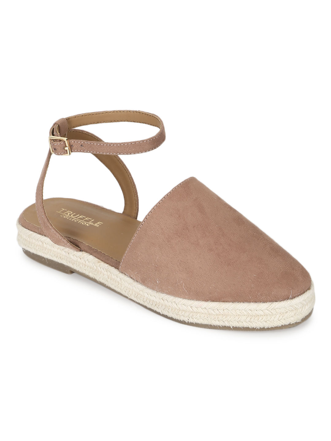 Truffle Collection Nude Micro Flat Espadrille Sandals UK 7