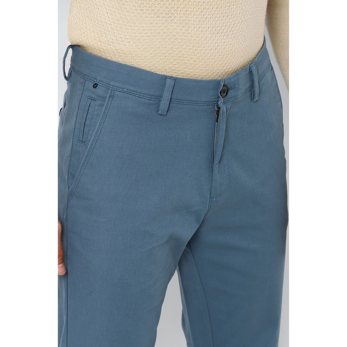 Buy Allen Solly Sky Blue Slim Fit Flat Front Trousers for Men's Online @  Tata CLiQ