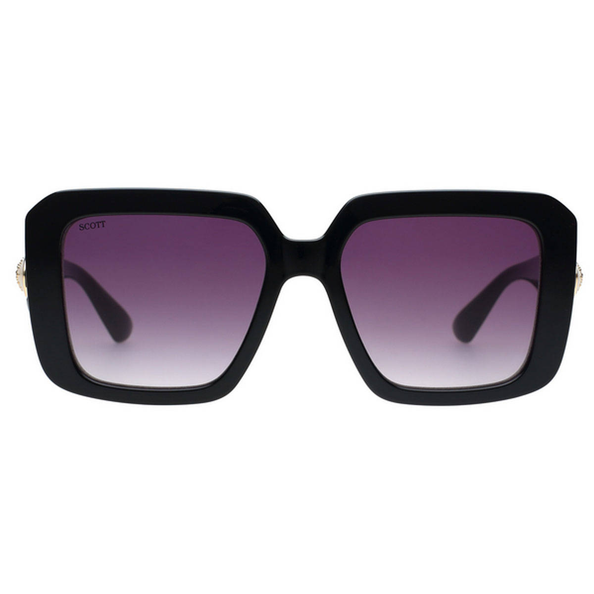 Scott Sunglasses Womens Purple Lens Black Square Uv Protection Sunglasses-3123 Natalia C1 (52)