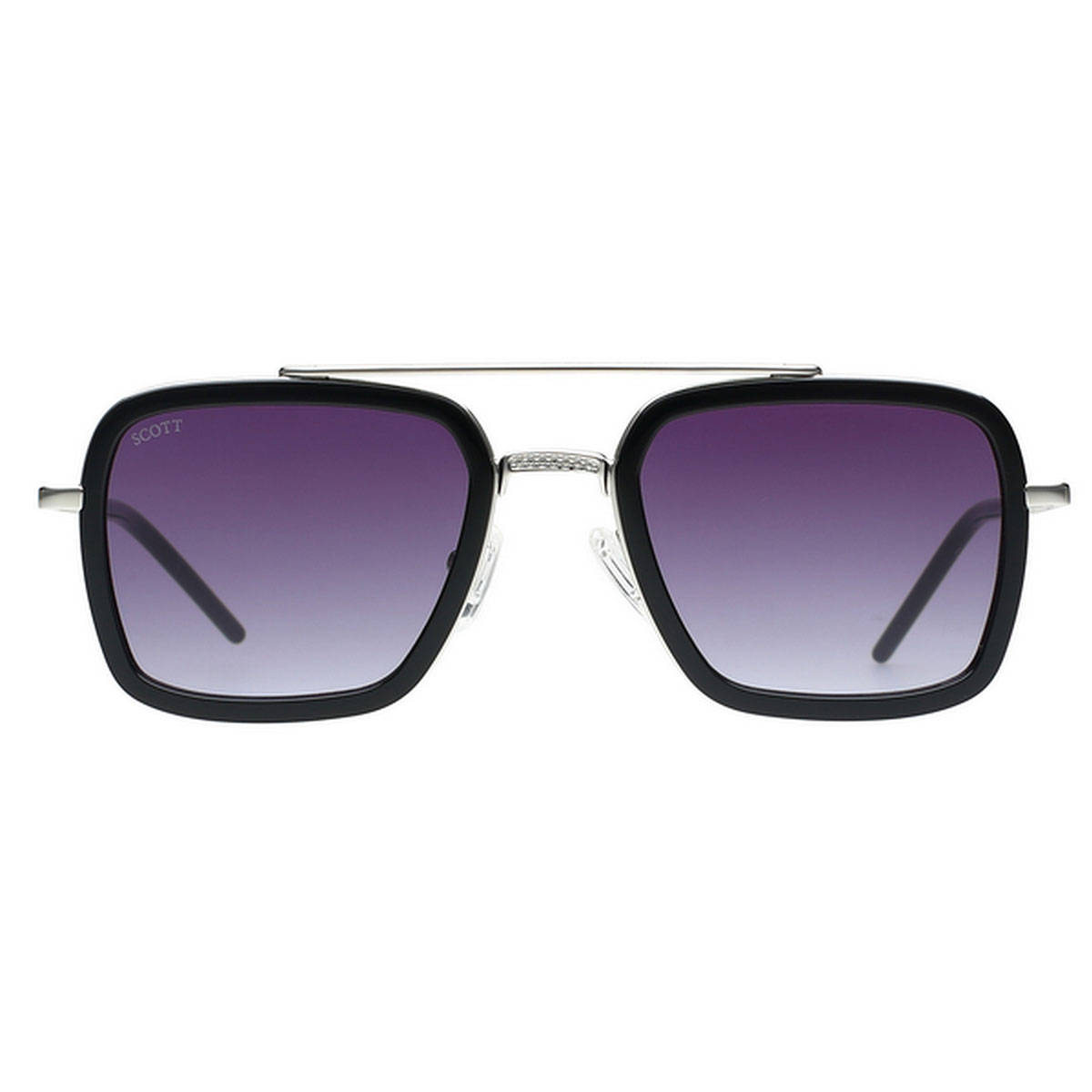 Scott Sunglasses Mens Purple Lens Black Square Uv Protection Sunglasses-3142 Ronin C1 (52)