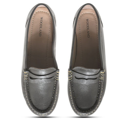 WOODLAND Women Grey Slip On Loafers (UK-2)