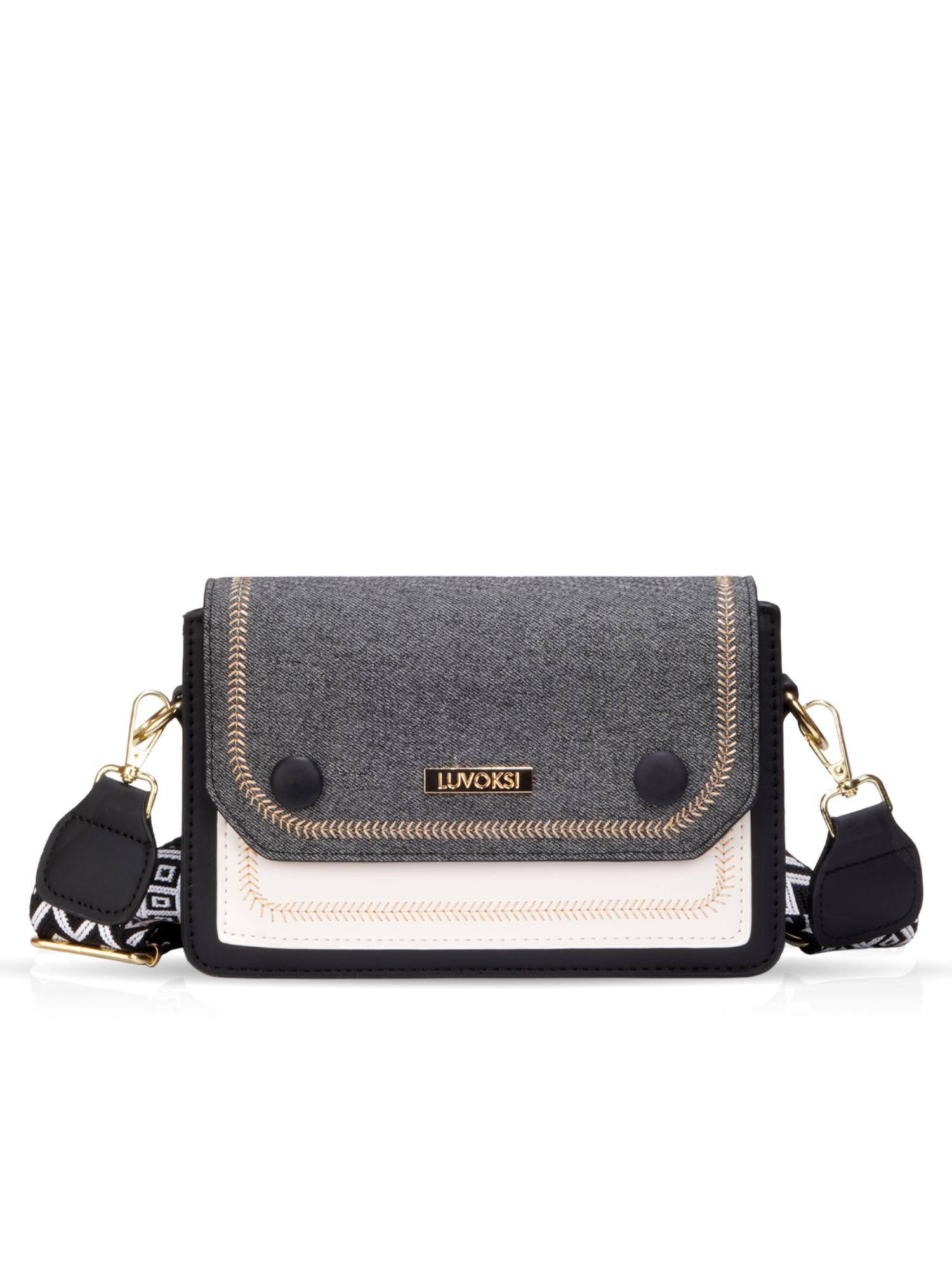 LUVOKSI Black Colorblock Sling Bag (Medium)