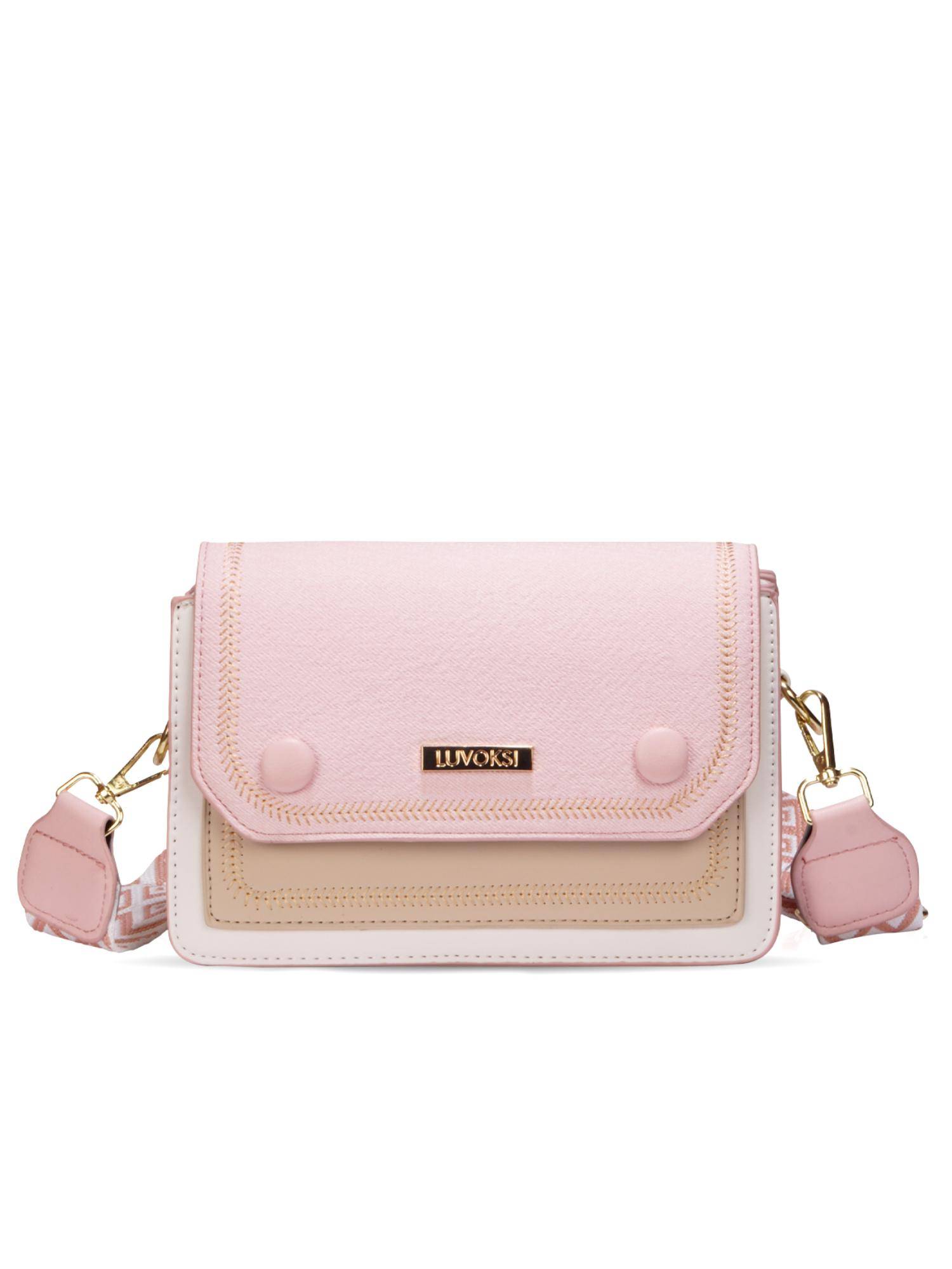 LUVOKSI Pink Colorblock Sling Bag (Medium)