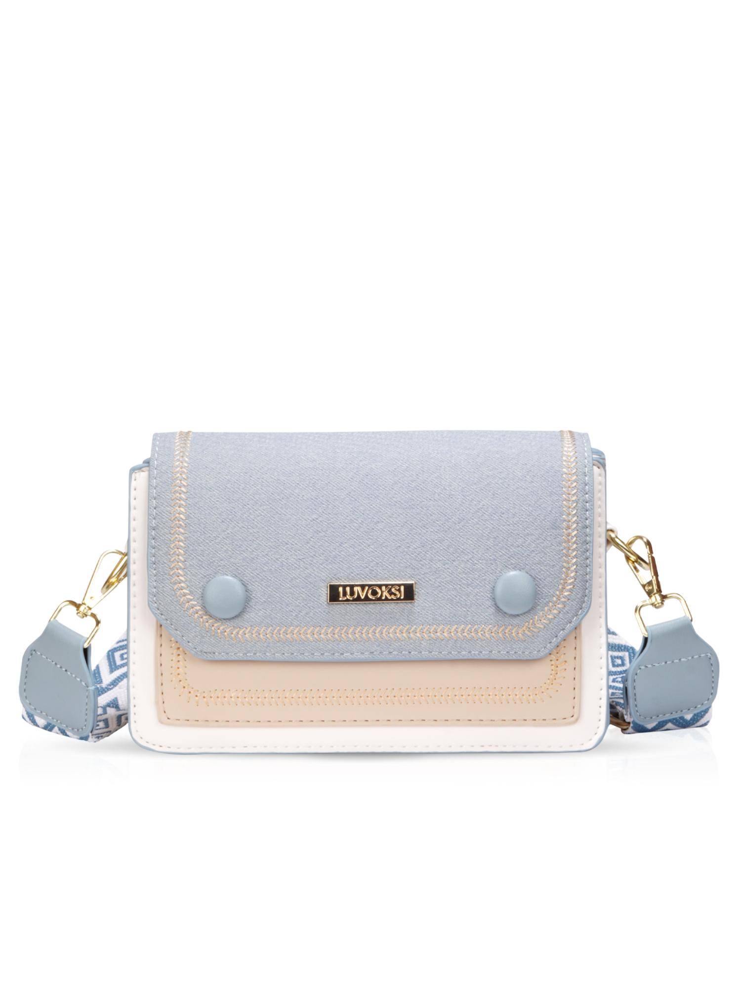 LUVOKSI Blue Colorblock Sling Bag (Medium)