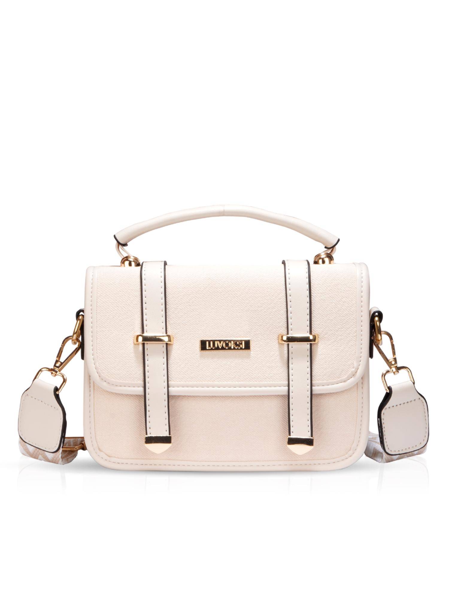 LUVOKSI Off White Textured Sling Bag (Medium)