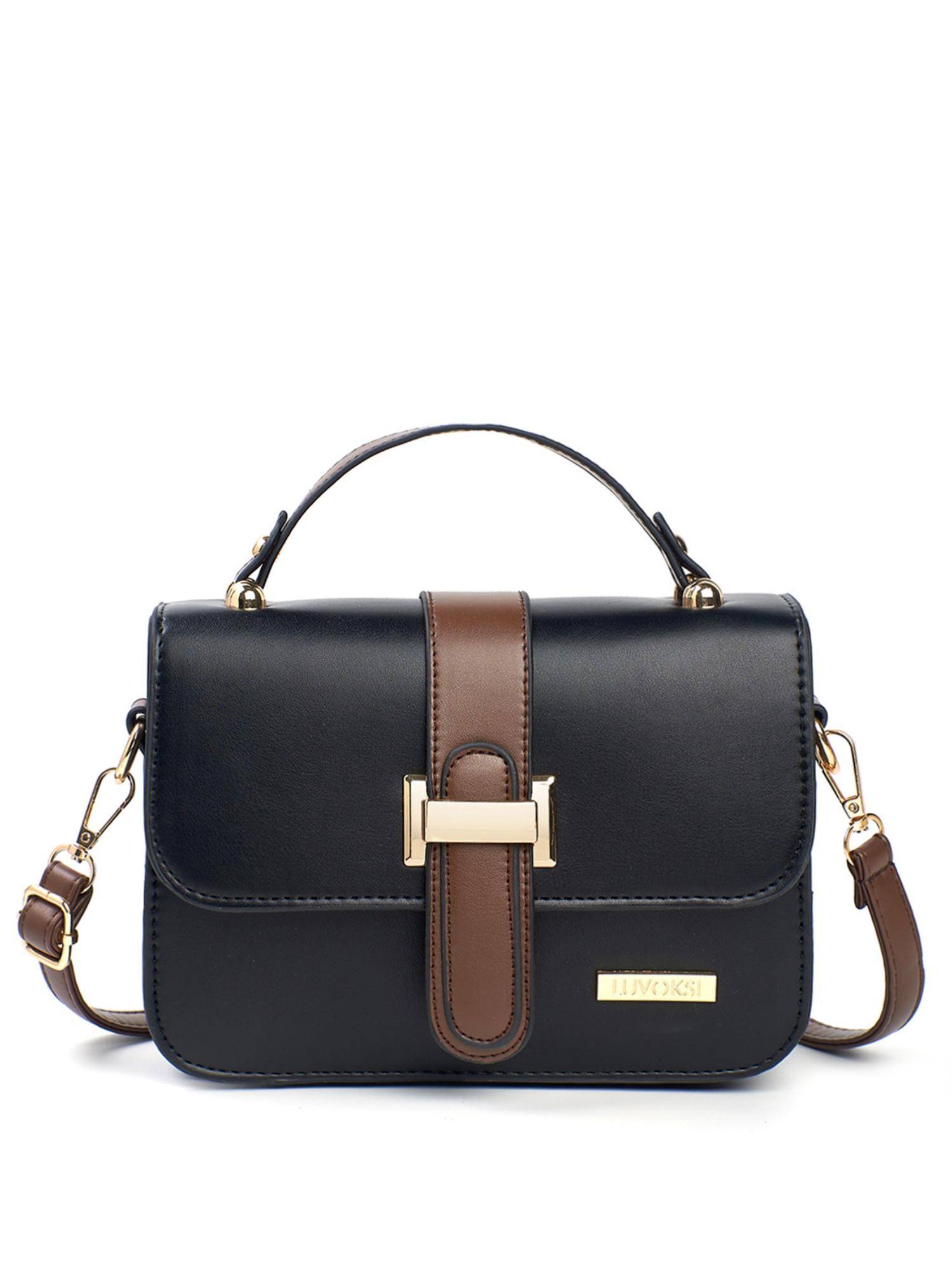 LUVOKSI Black Solid/Plain Sling Bag (Medium)