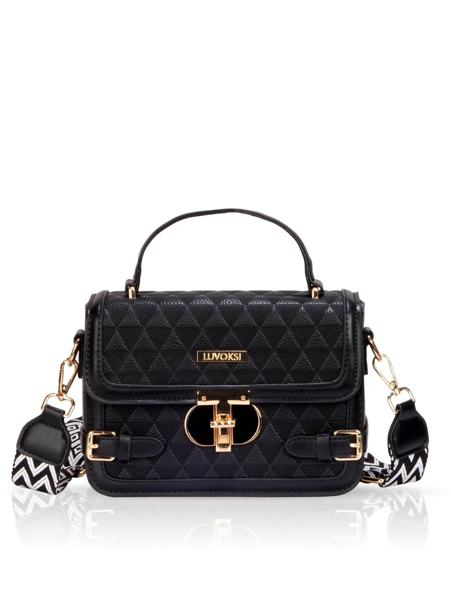 LUVOKSI Black Textured Sling Bag (Medium)