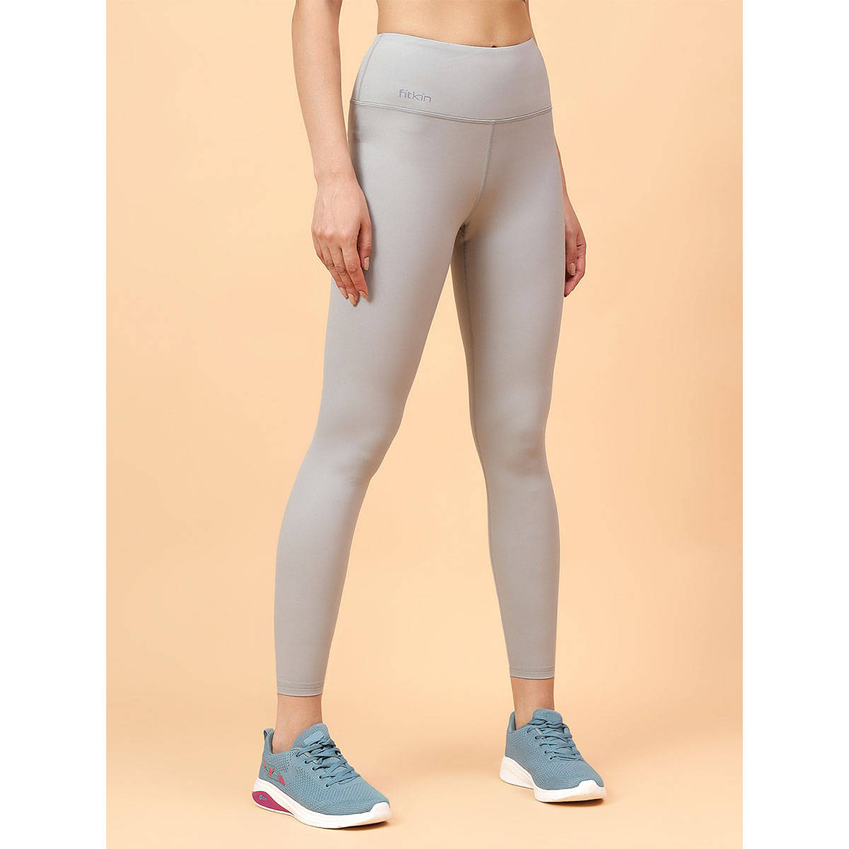 Buy Fitkin Women's Grey Core High Waist Curve Sculpting Tights Online