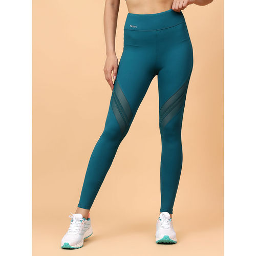 Fitkin Women's Teal Green Front Lace Panel Detail Tights (S)