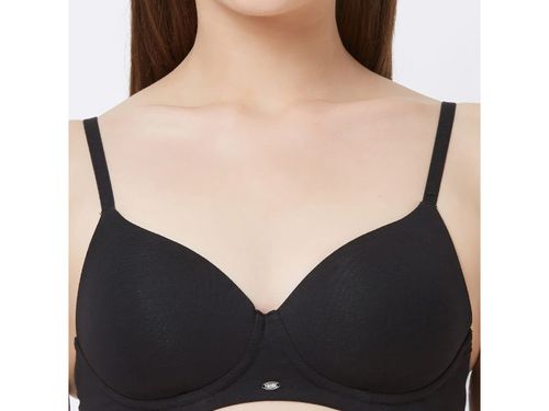 Buy SOIE Women'S Cotton Semi-Covered Padded Non-Wired Bra - Black