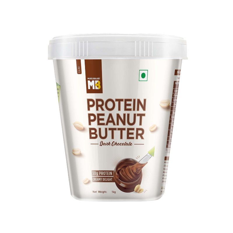MuscleBlaze High Protein Peanut Butter With Whey Protein, Creamy Delight - Dark Chocolate