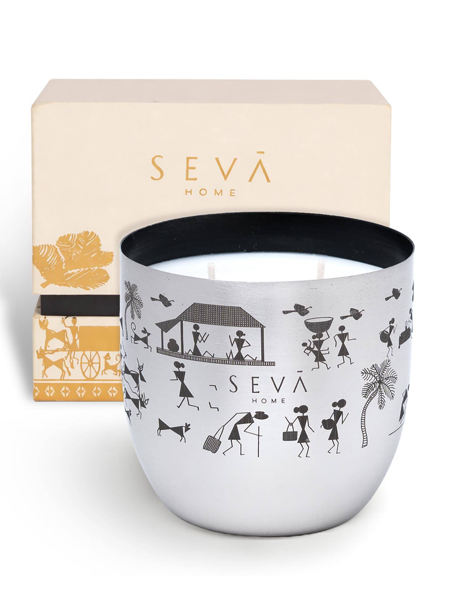SEVA HOME Dil Se Heirloom Silver Scented CandleClassic, Luxury Festive Gift, Décor