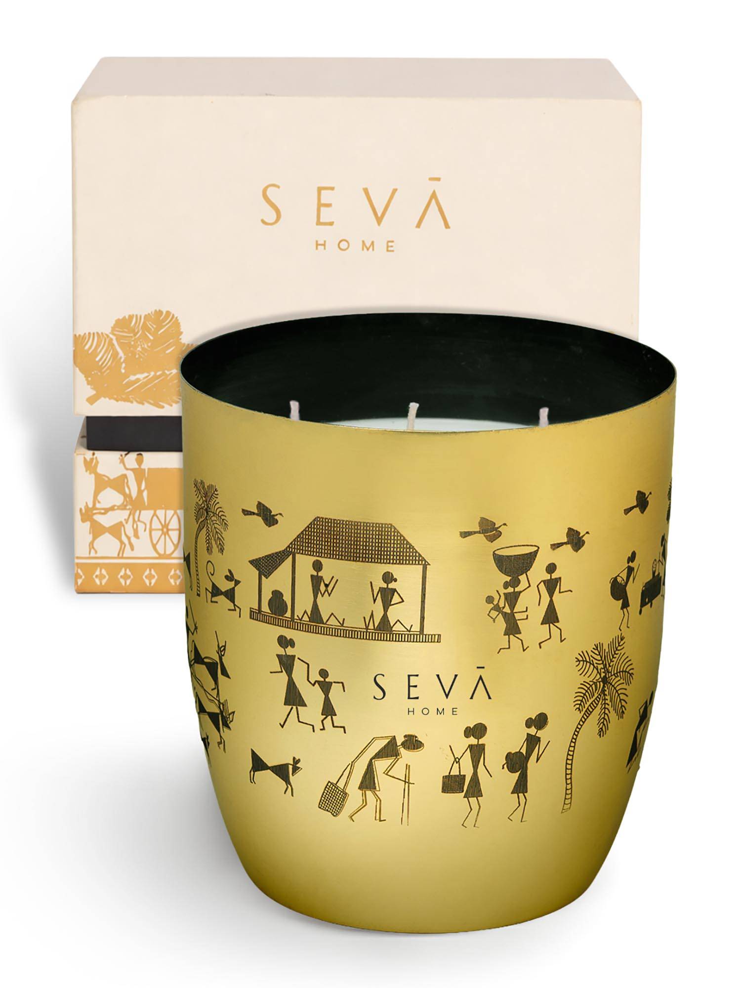 SEVA HOME Dil Se Heirloom Gold Scented CandleLarge, Festive Gift & Home Décor
