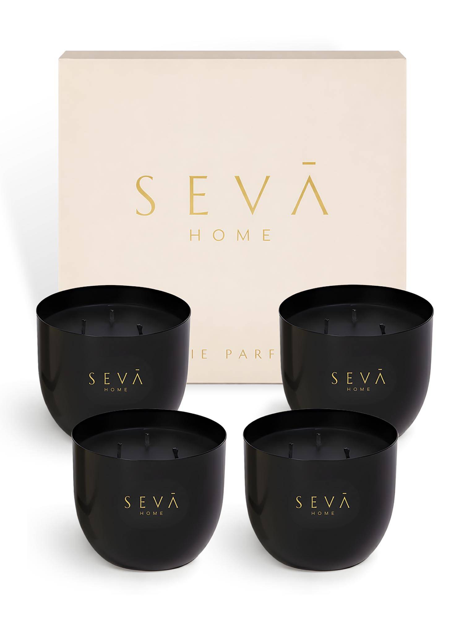 SEVA HOME Heirloom Noir Candle Set Luxury Gifting 40 Hour Burn Each