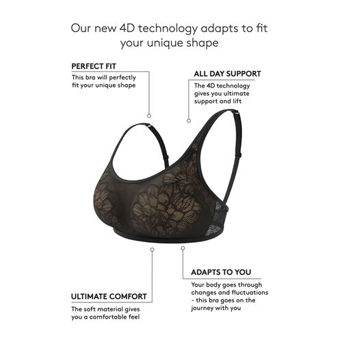 Buy Triumph Fit Smart Supersoft 4D Stretch Lace Padded Smartest Wireless  support Bra - Black online