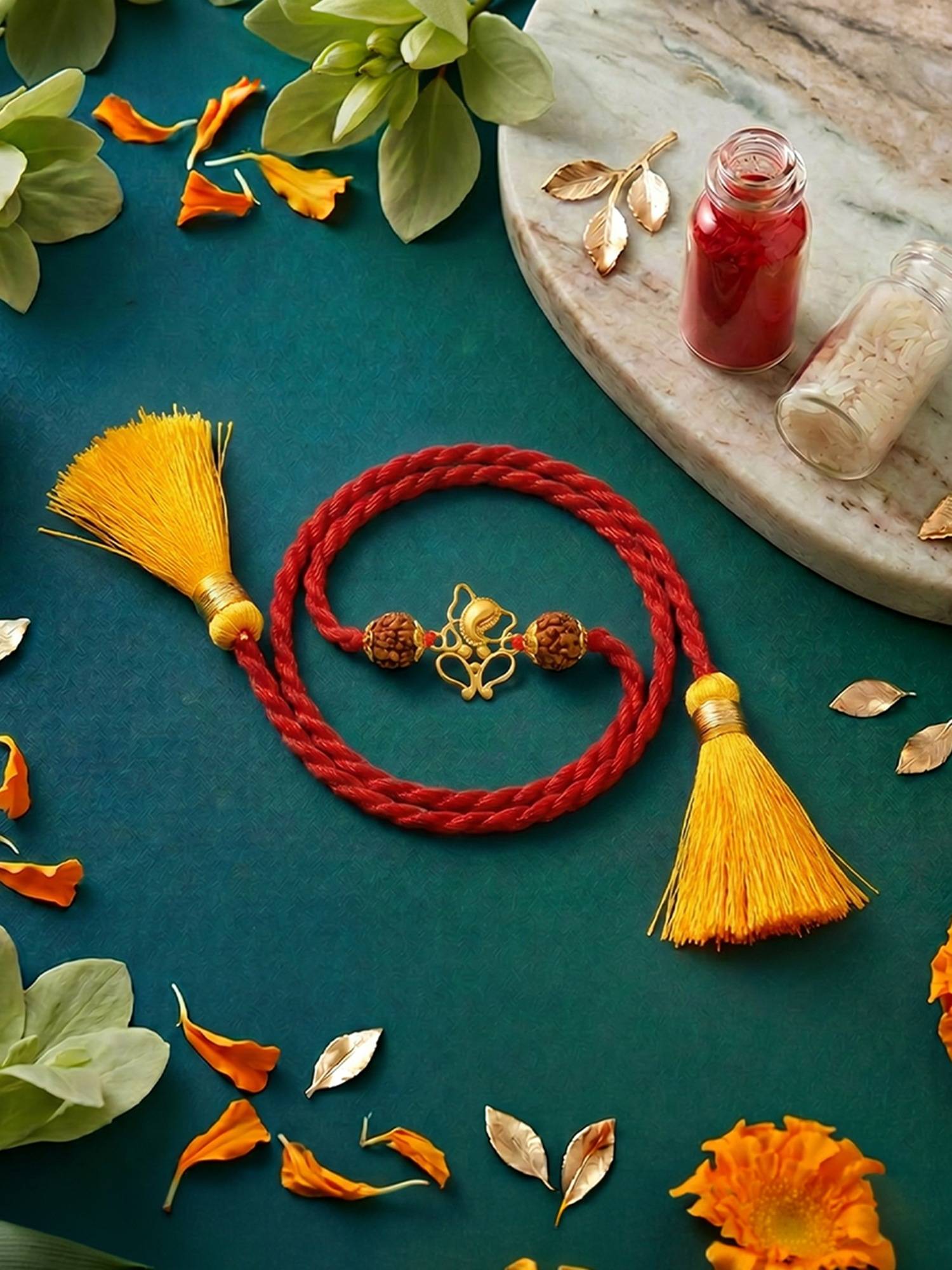 Zavya 925 Sterling Silver Ganesha Rakhi for Brother Gold