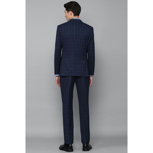 Louis Philippe Navy Blue Check Suit (Set of 3)