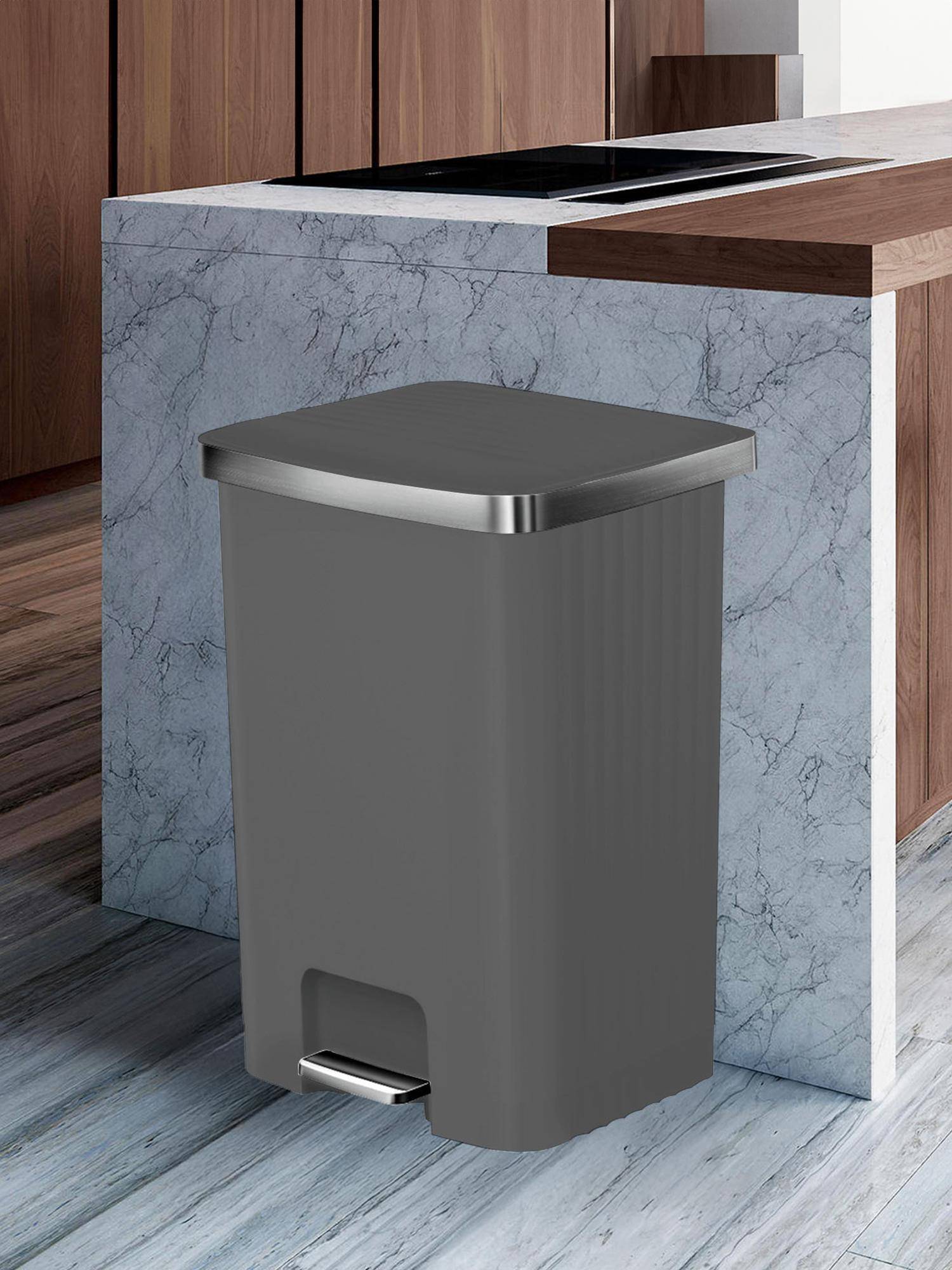 OBSESSIONS Plastic Step Bin 70L with Pedal - Grey