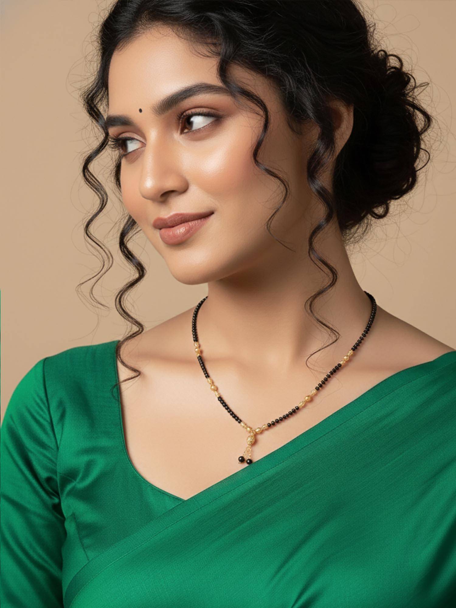 NVR Black Gold Plated Mangalsutra