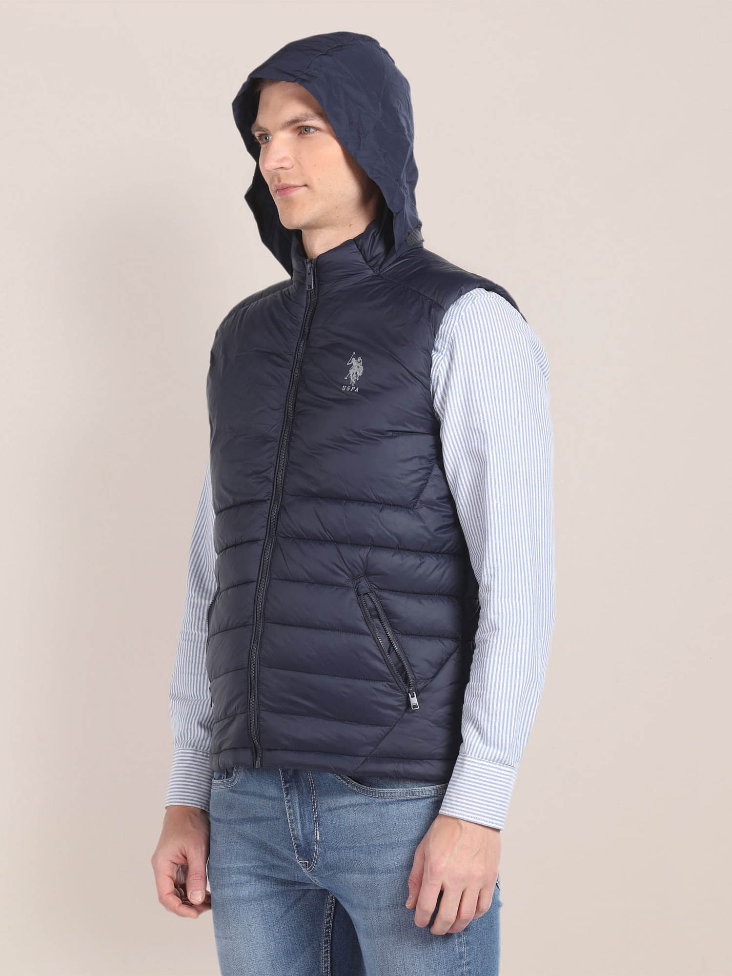 Buy U.S. POLO ASSN. Concealed Hood Sleeveless Jacket Online