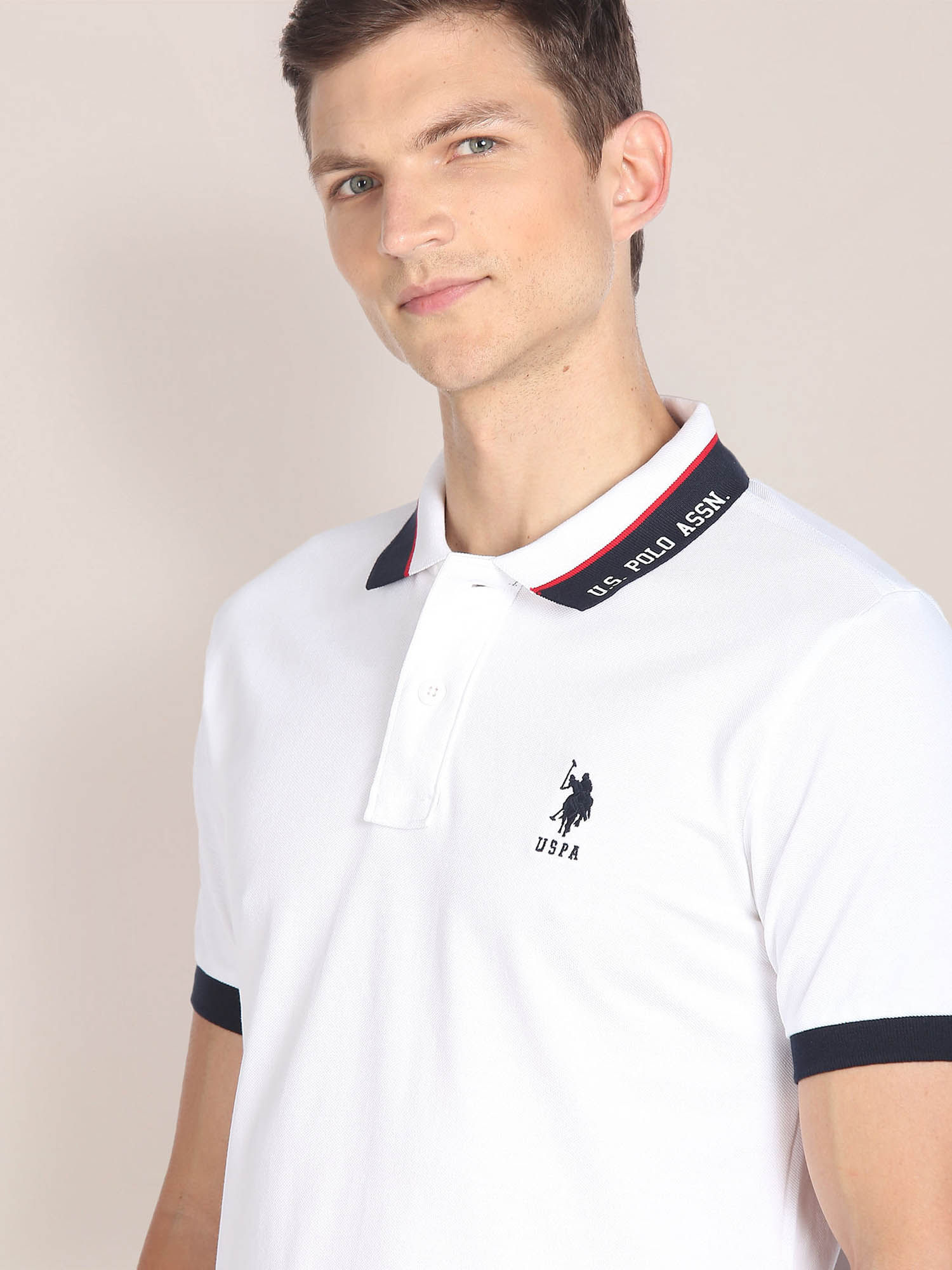 Buy U.S. POLO ASSN. Printed Collar Pure Cotton Polo T Shirt Online