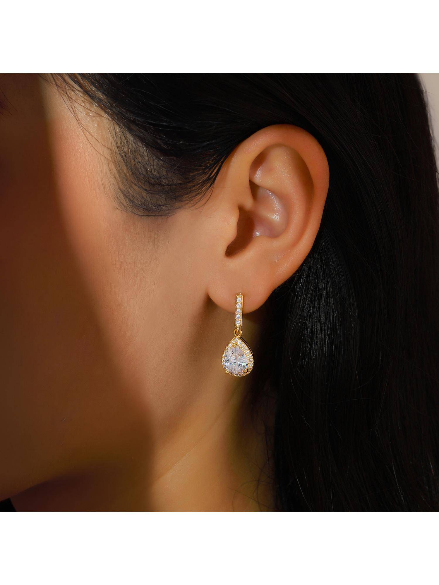 Salty Glimmer Gold Tone Tear Drop Earrings