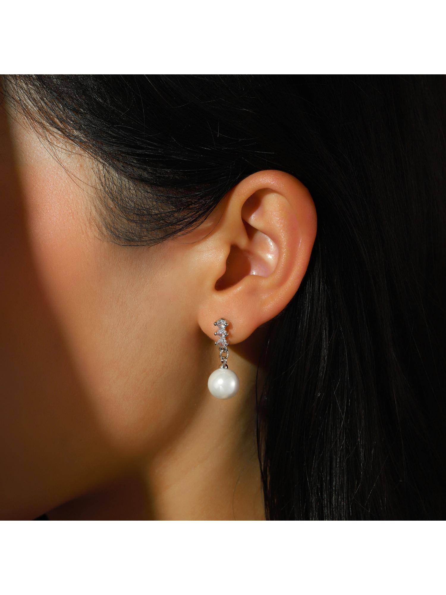 Salty White Pearl Drip Charm Drop Earrings