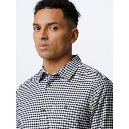 Buy THE BEAR HOUSE Men White Gingham Black Checked Slim Fit Cotton
