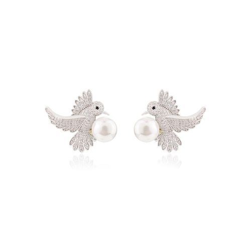 Buy METALM Nature Inspired Charming Birds Silver Plated White