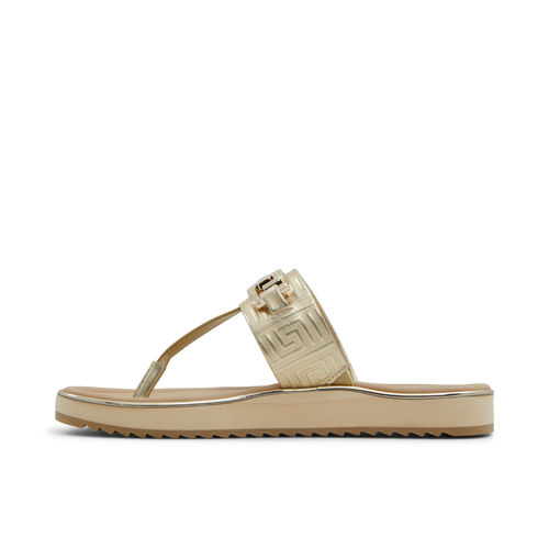 Buy Aldo Women Gold T-Strap Flat Sandals Online