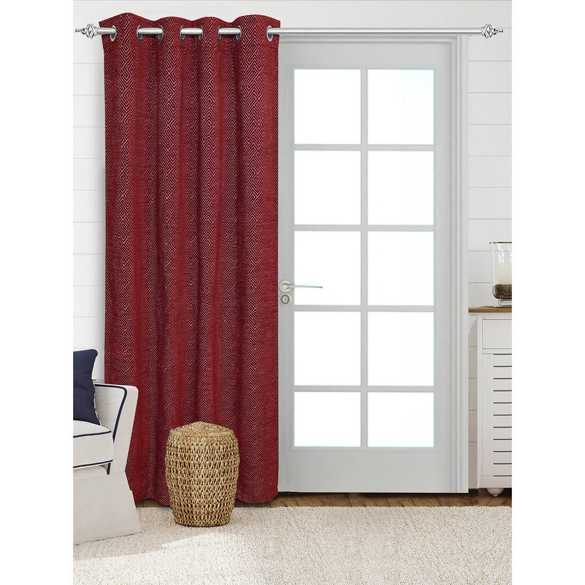 Saral Home Maroon Pacman Chenille Blackout Curtain (4X9 Feet)