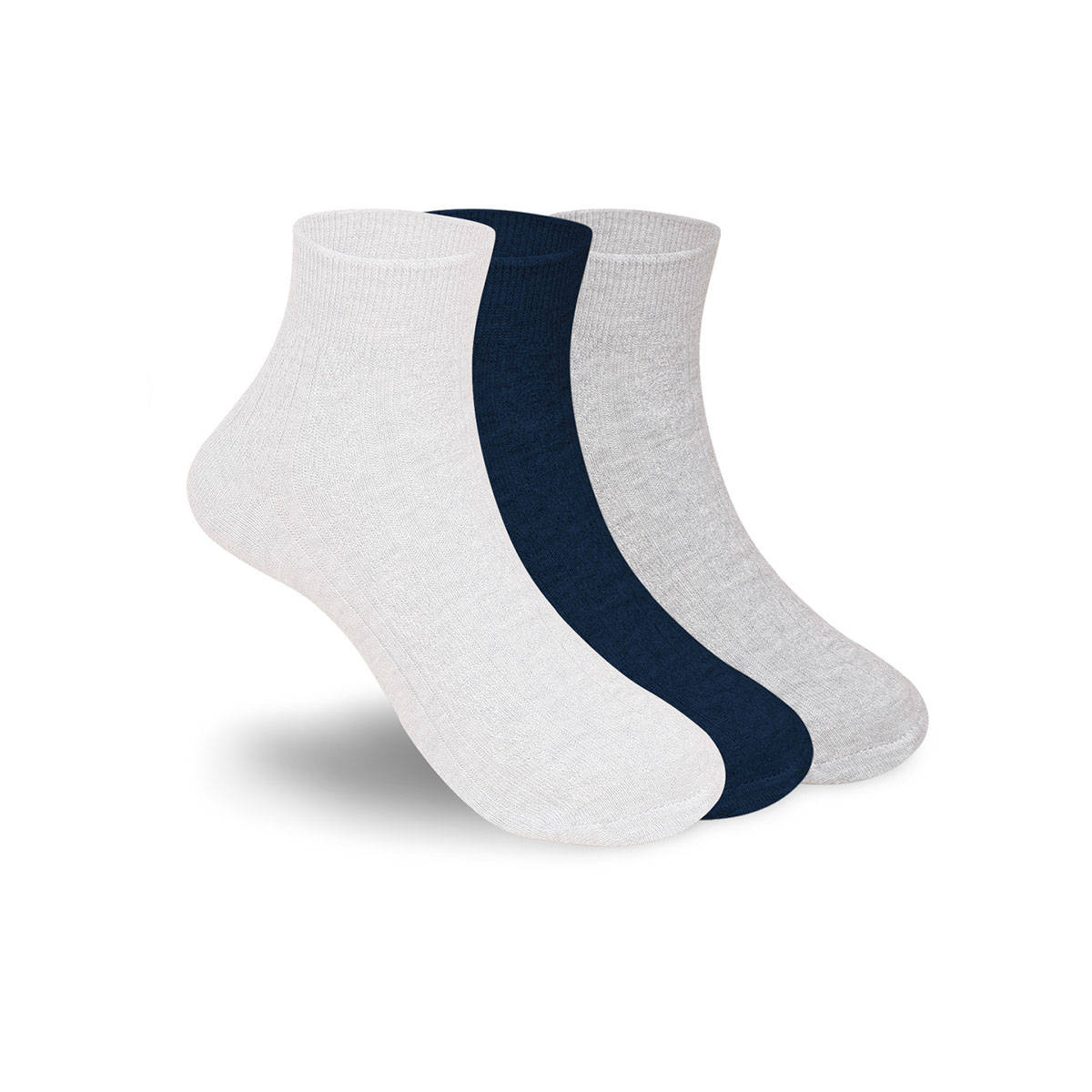 Footprints Multi-Color Anti-Odor Bamboo Ankle Causal Designer Socks (Pack of 3)