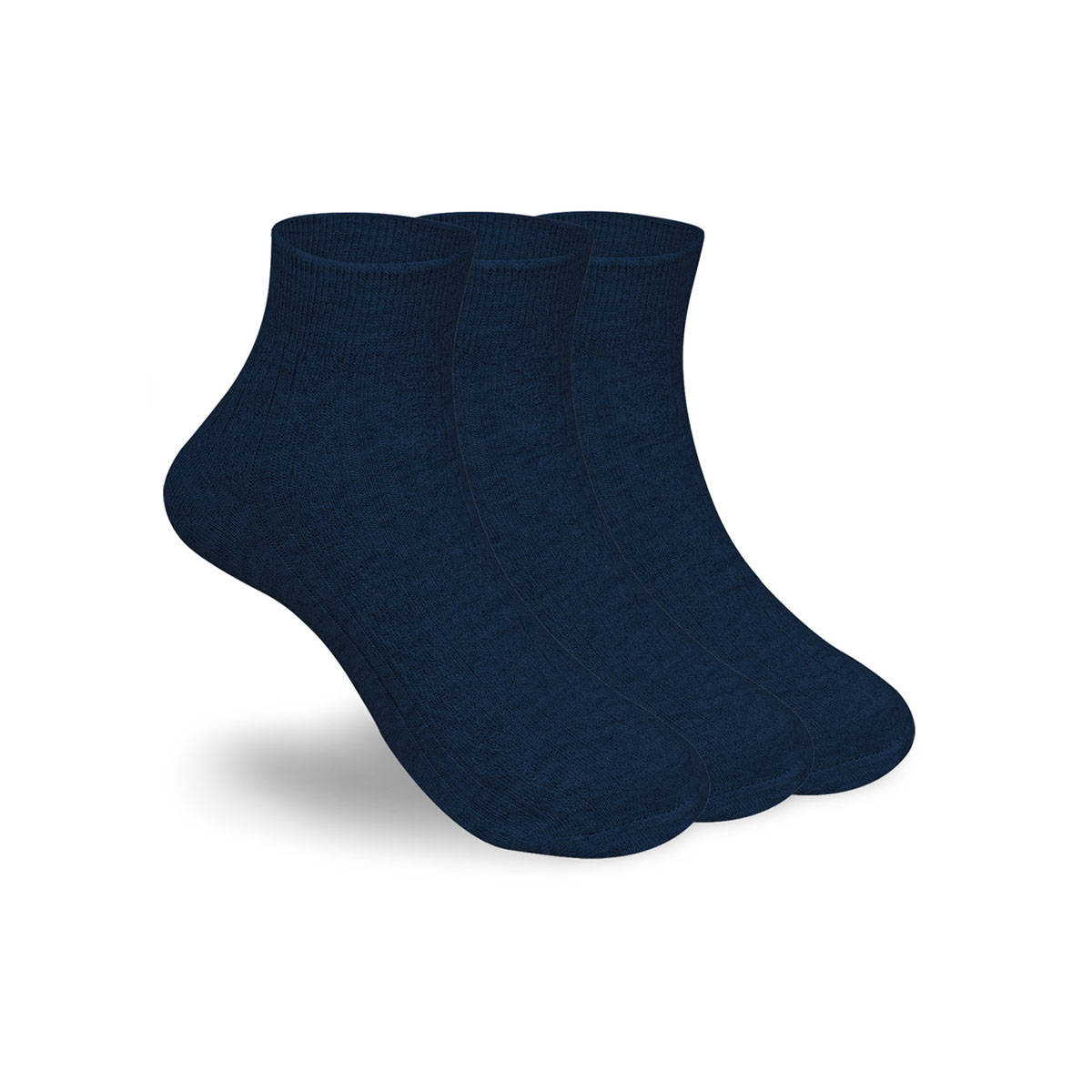 Footprints Navy Blue Anti-Odor Bamboo Ankle Causal Designer Socks (Pack of 3)