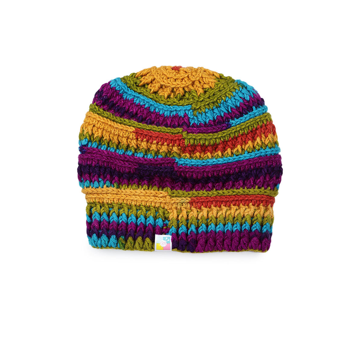 Buy Magic Needles Multi-Color Woven Crochet Beanie Online