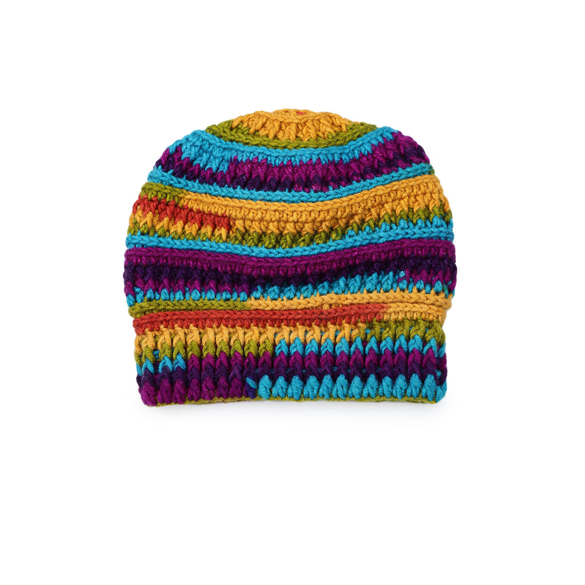 Buy Magic Needles Multi-Color Woven Crochet Beanie Online