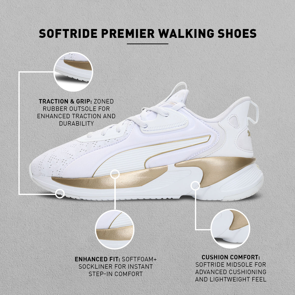 Puma Softride Premier Metallic Women White Walking shoes Buy Puma