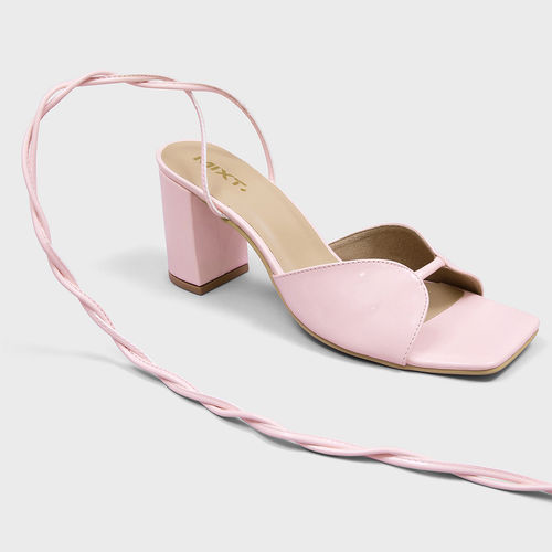 Buy MIXT by Nykaa Fashion Light Pink Square Toe Tie Up Block Heels