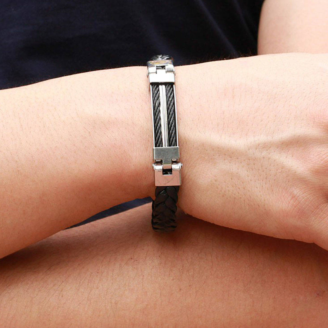 Buy Jewels Galaxy Men'S Fashion Stainless Steel Wrap Cuff Clasp
