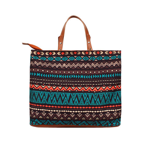 Buy Anekaant Turquoise Multi Geomat Digital Printed Canvas PU