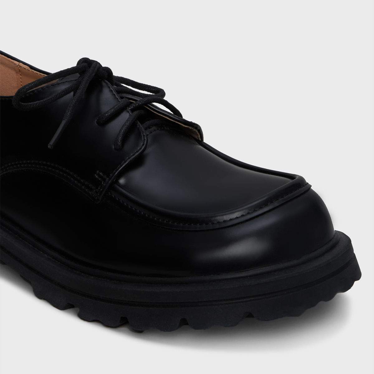 Buy MIXT by Nykaa Fashion Black Square Toe Laced Up Loafers Online