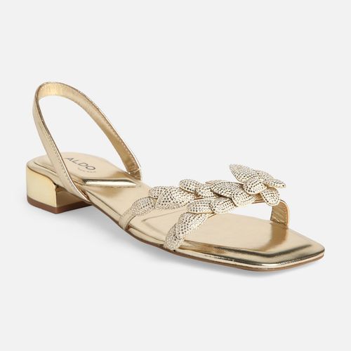 Aldo Archaia Synthetic Champagne Embellished Sandals (UK 2)