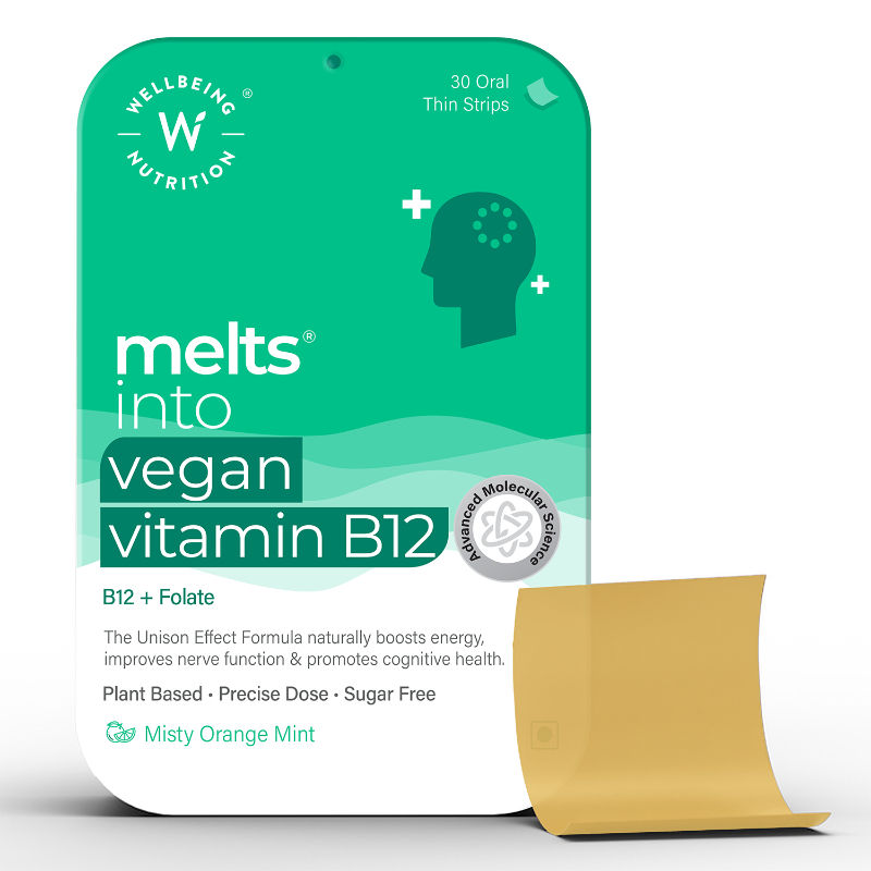 Wellbeing Nutrition Melts Vitamin B12, Folate, Orange Mint Flavour, Memory, Brain, Heart