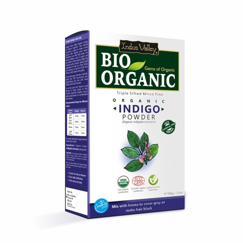 Indus Valley Bio Organic Indigo Powder, 100% Organic Natural Hair Coloring  & Arrests Early Greying: Buy Indus Valley Bio Organic Indigo Powder, 100%  Organic Natural Hair Coloring & Arrests Early Greying Online