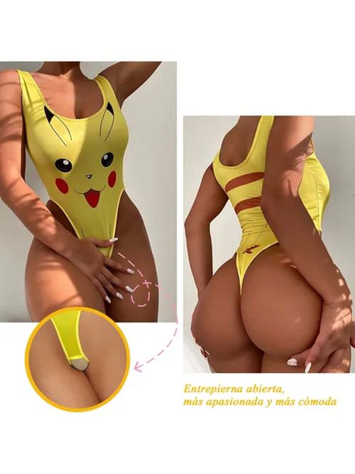 Buy Secrets By ZeroKaata Solid Pikachu Bodysuit-Style Nightwear Baby Doll  Lingerie For Women Yellow Online