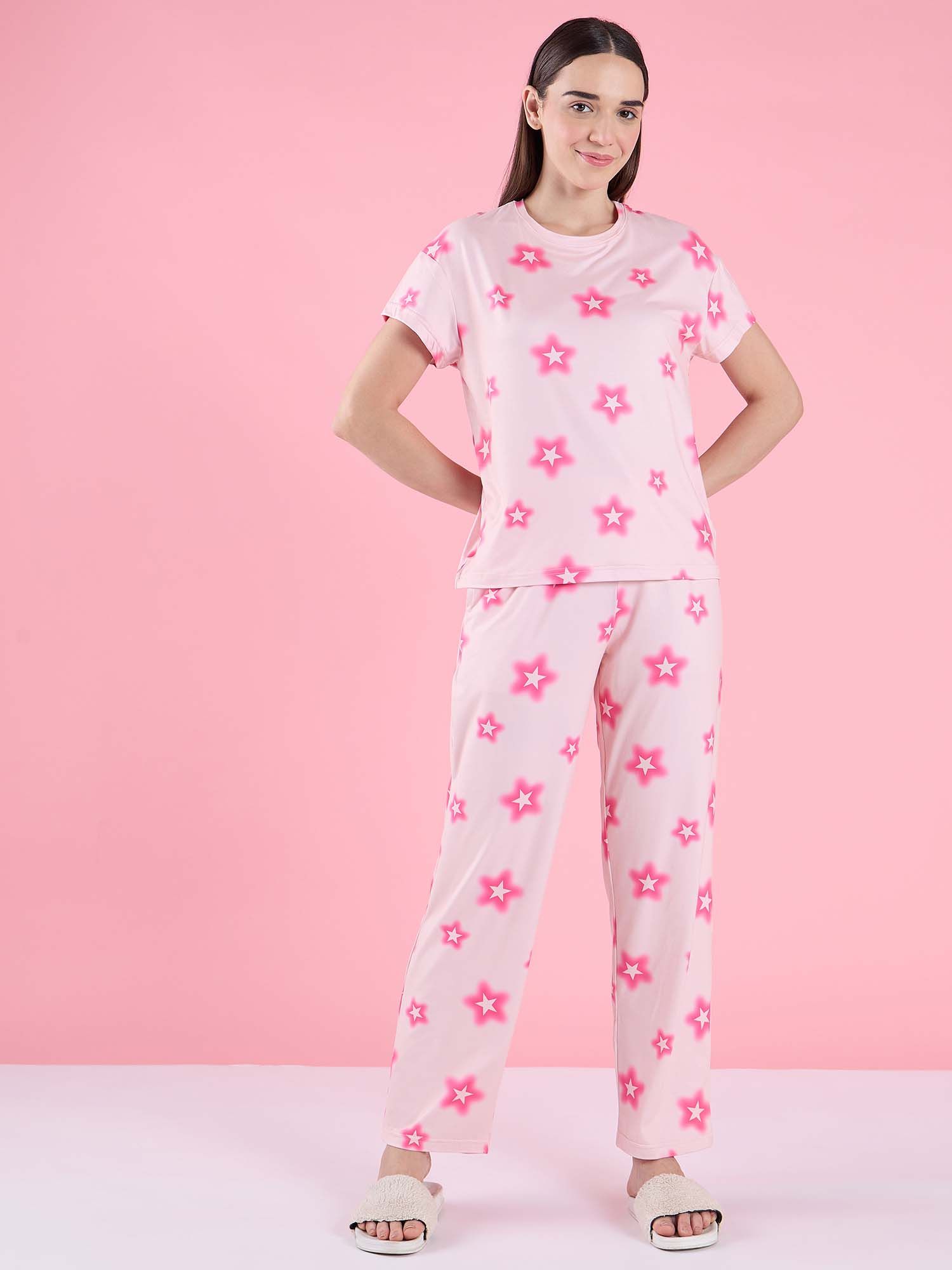 スリープスレンダーナイト Buy Sweet Dreams Womens Printed Nightsuit Pink Online