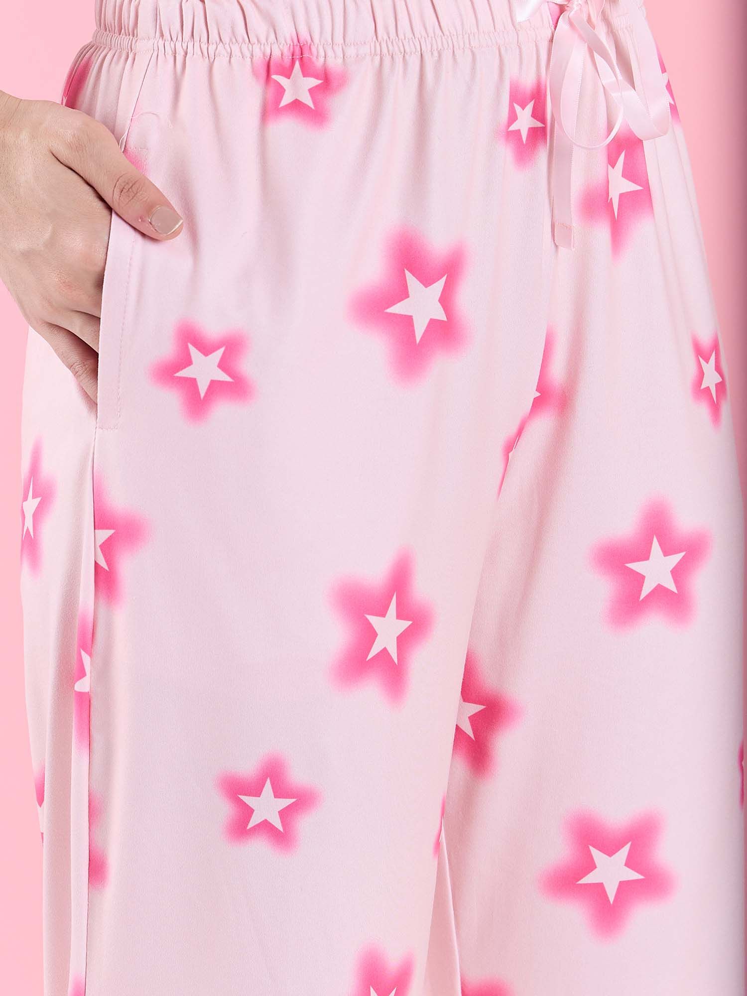 Buy Sweet Dreams Womens Printed Nightsuit Pink Online