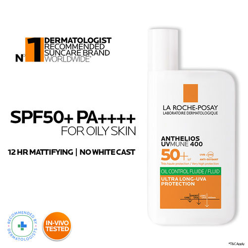 La Roche-Posay Anthelios UVMUNE400 Oil Control SPF50+, Mattifying Sunscreen for Oily Skin.