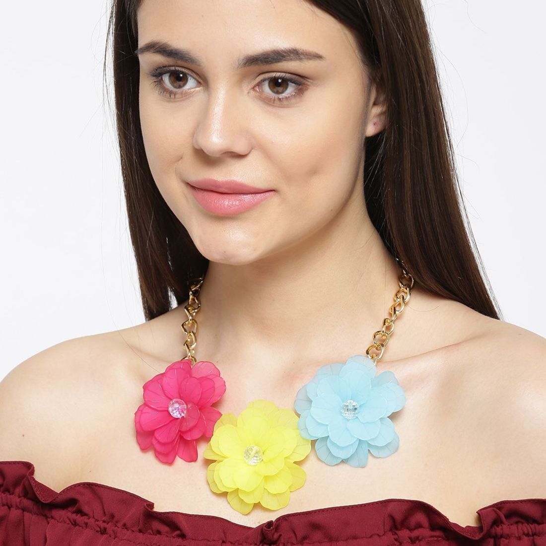 PRITA Multicoloured GoldPlated Floral Necklace Buy PRITA