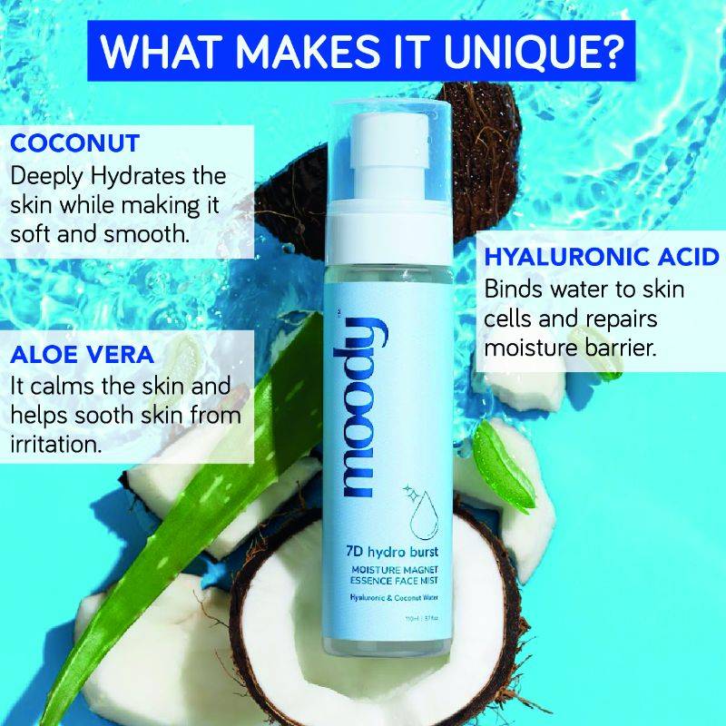 Buy Moody Face Mist & Essence Toner with Hyaluronic, Vitamin B5 & Rice ...